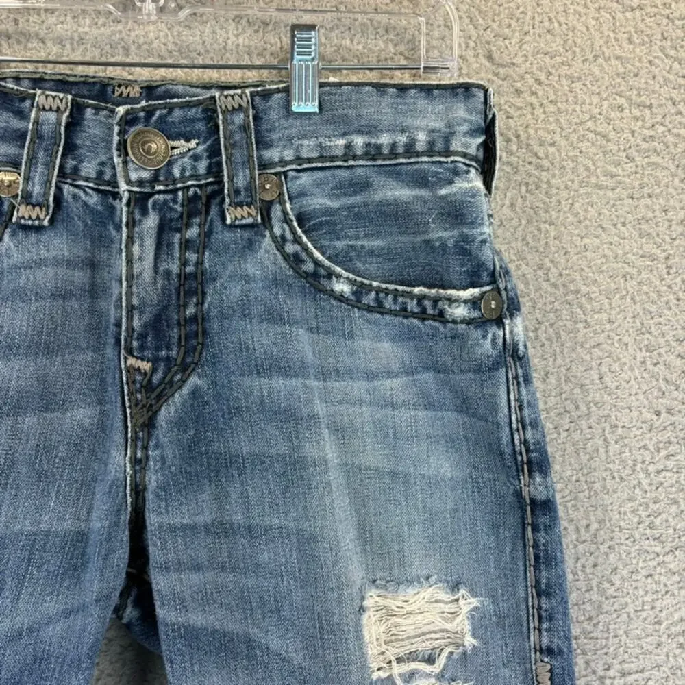 True Religion Jean Mens 29 Ricky Flap Super T Relaxed Distressed (meas 31x35)